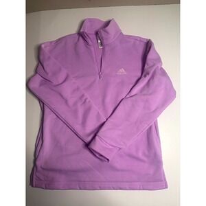 Adidas Sweatshirt Women's S‎ (8-10) Purple Fleece Lined Long Sleeve Quarter Zip